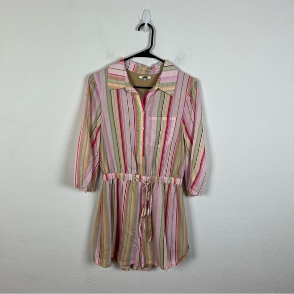 Tularosa Rainbow Stripe Tie Waist Romper - Picture 1 of 7